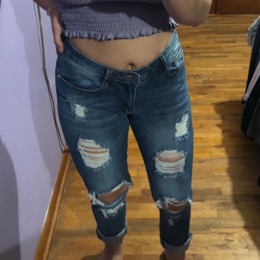 Light/medium was distressed skinny jean